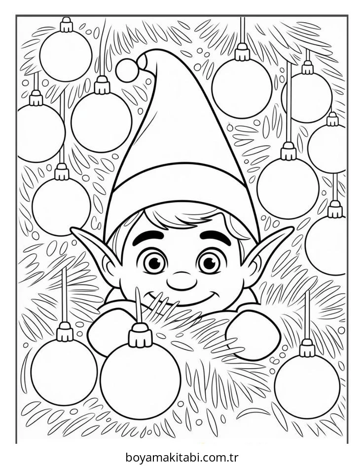 Elf boyama sayfası – sanatsal çalışma, çocuklar için