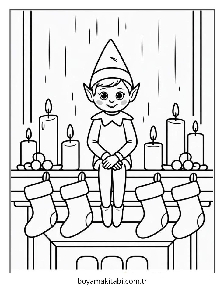 Elf boyama sayfası – basit çizim, kolay boyama