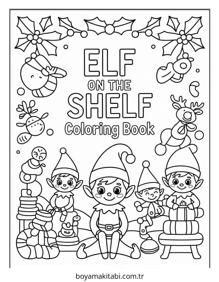 Elf boyama sayfası – çizgi film temalı, basit çizim