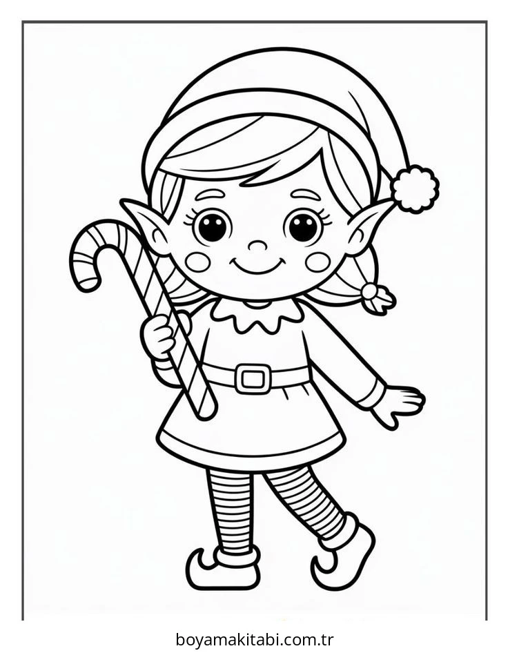 Elf boyama sayfası – renkli çizimler, okul öncesi