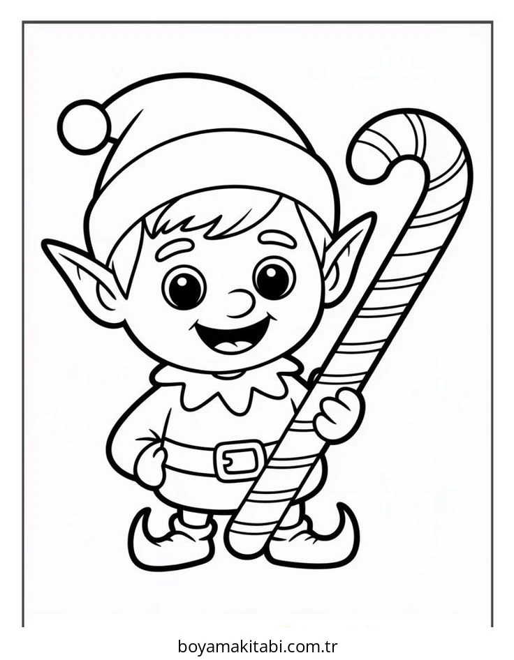 Elf boyama sayfası – çizgi film temalı, basit çizim