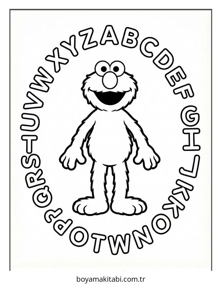 Elmo boyama sayfası – el becerilerini geliştirir, boyama çalışması