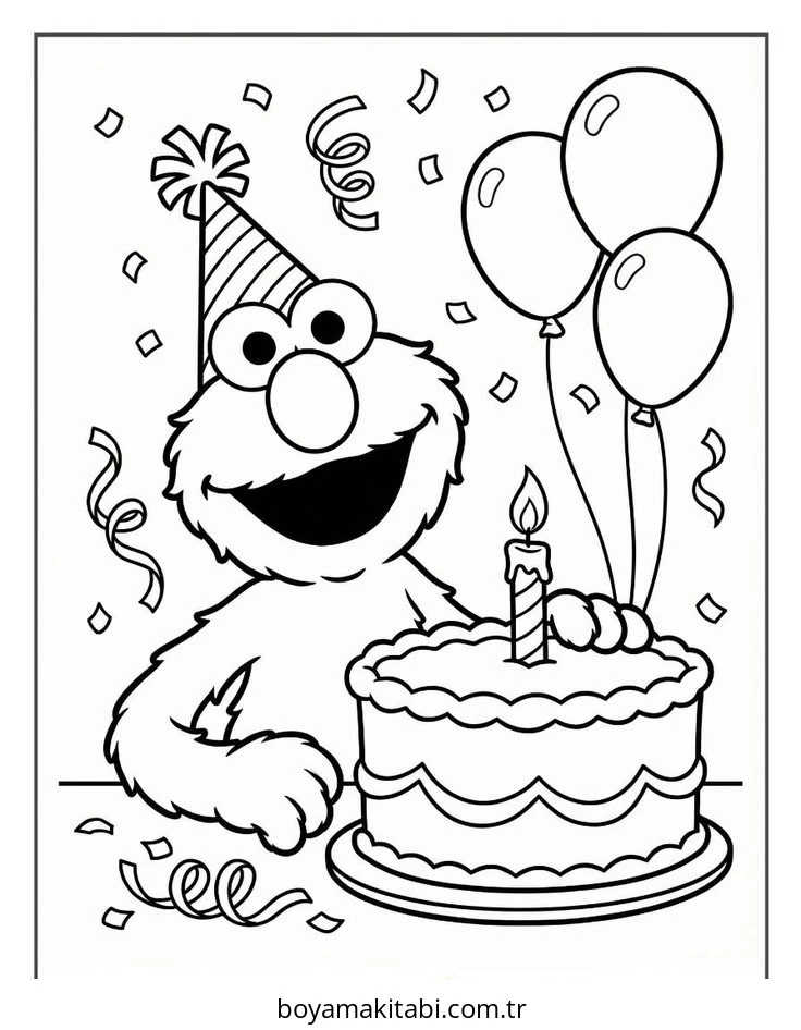 Elmo boyama sayfası – çocuk aktivitesi, PDF indir