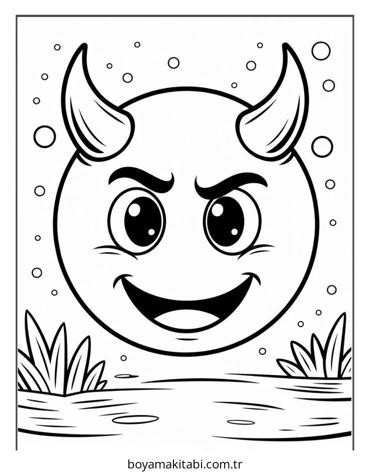 Emoji boyama sayfası – sevimli karakter, sanatsal çalışma