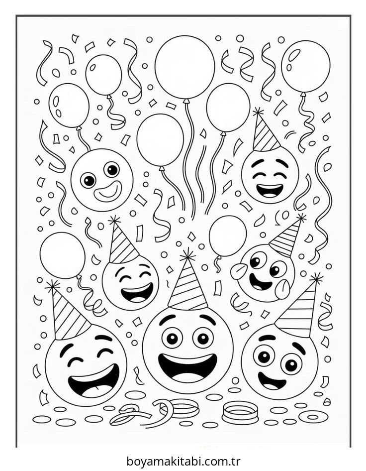Emoji boyama sayfası – el becerilerini geliştirir, boyama çalışması