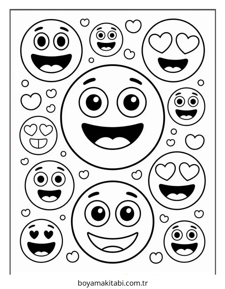 Emoji boyama sayfası – çocuk aktivitesi, PDF indir