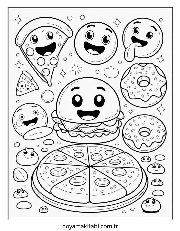 Emoji boyama sayfası – renkli çizimler, okul öncesi