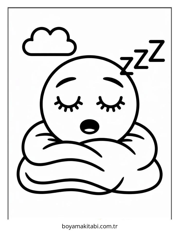 Emoji boyama sayfası – basit çizim, kolay boyama