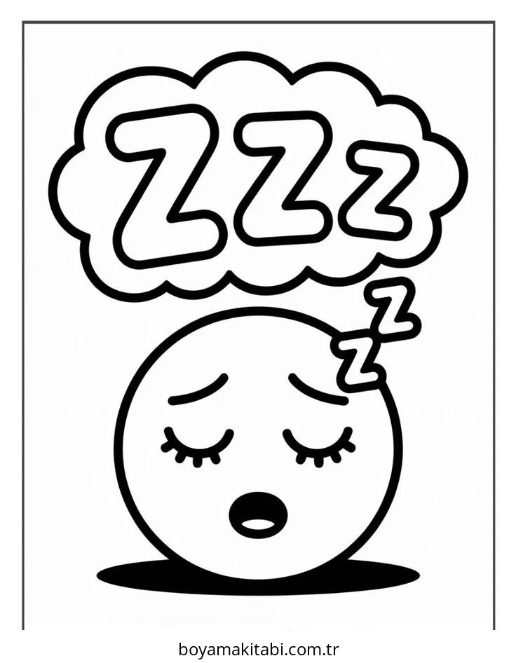 Emoji boyama sayfası – PDF indir, sevimli karakter