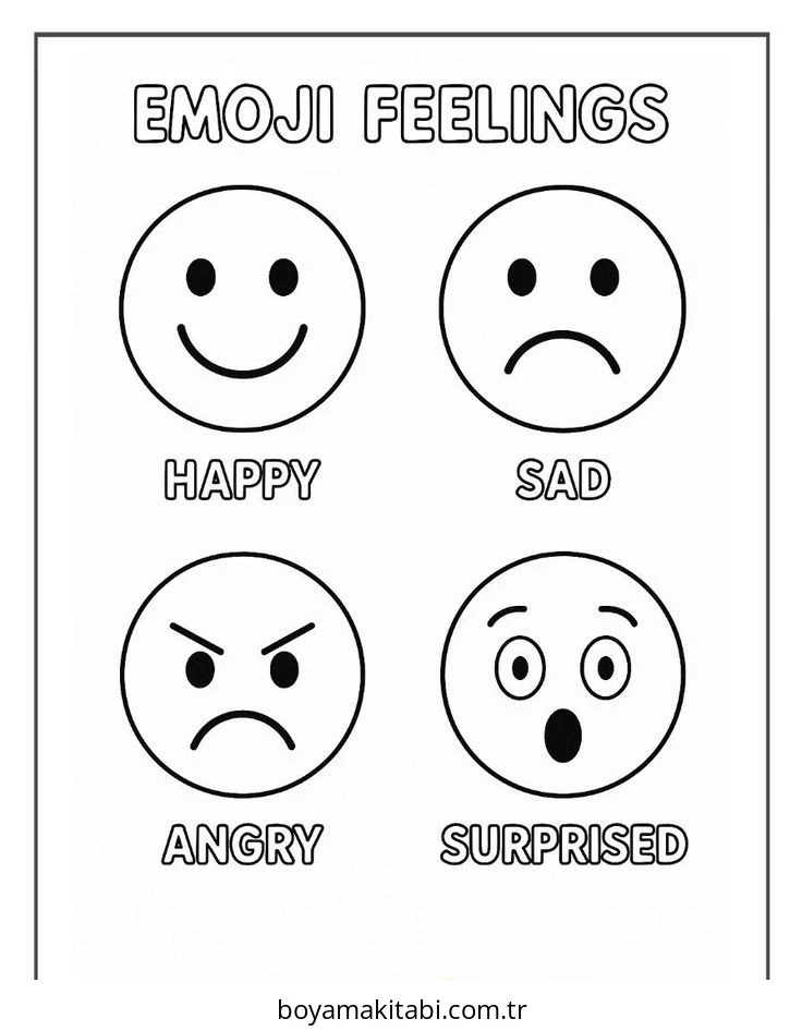 Emoji boyama sayfası – eğlenceli etkinlik, el becerilerini geliştirir