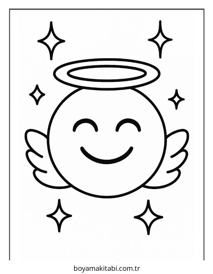 Emoji boyama sayfası – sevimli karakter, sanatsal çalışma