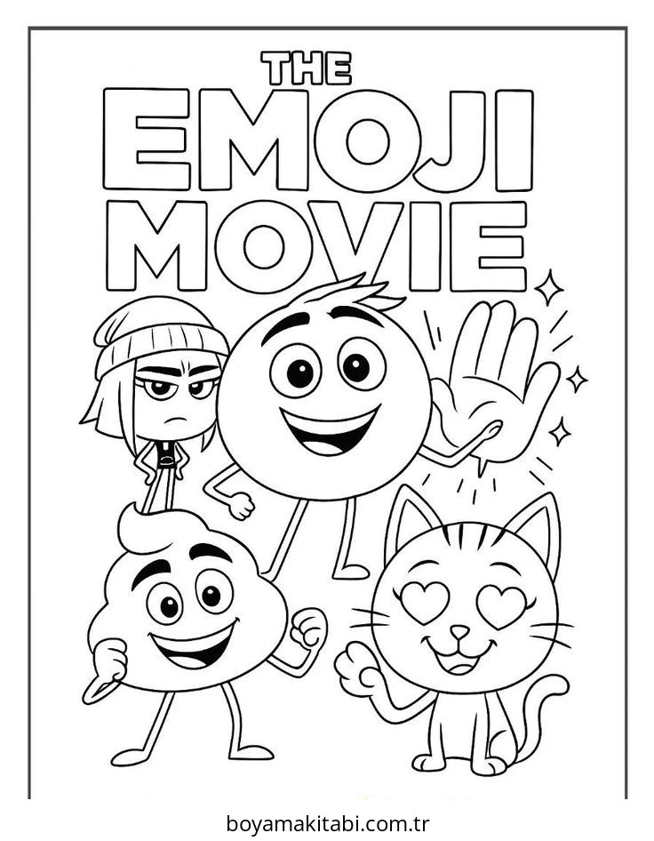 Emoji boyama sayfası – keyifli zaman, renkli çizimler