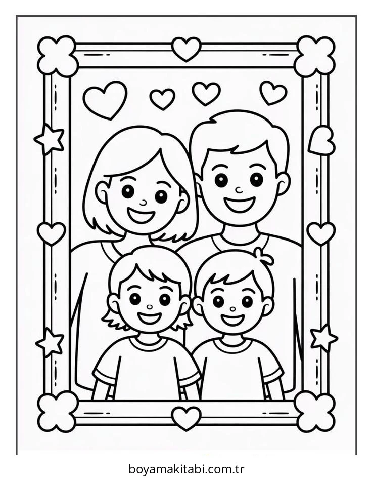 Aile boyama sayfası #138 – kolay boyama, eğitici aktivite