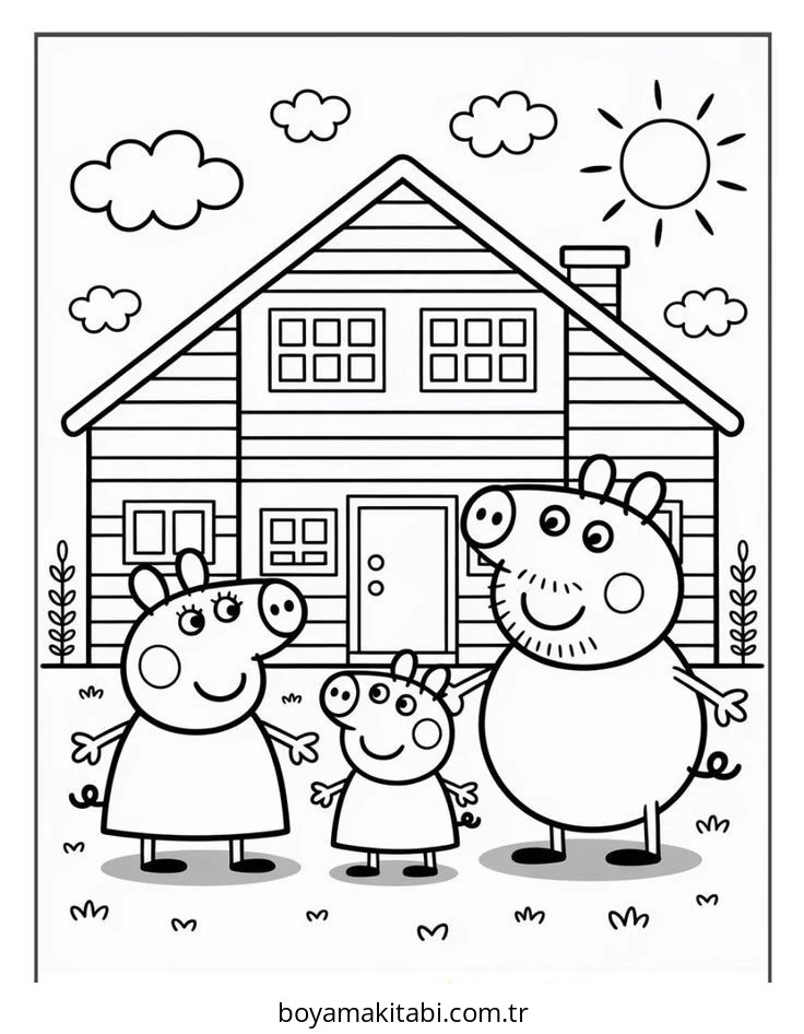Aile boyama sayfası – çocuk aktivitesi, PDF indir