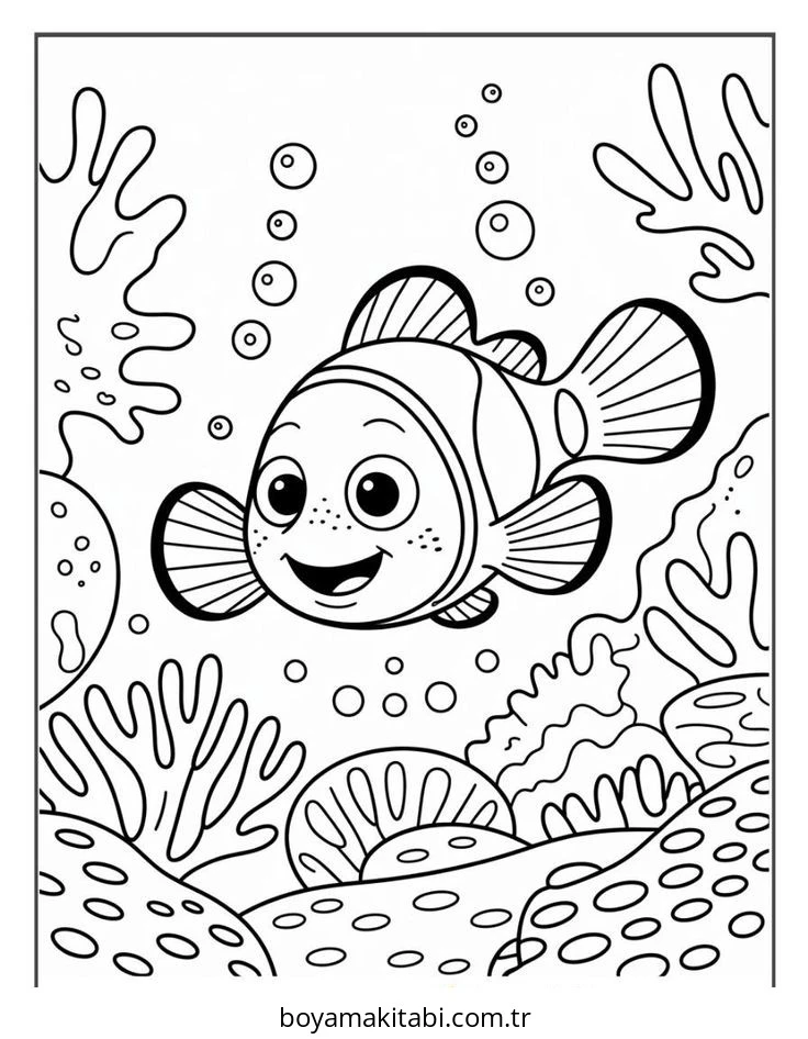 Kayıp Balık Nemo boyama sayfası – el becerilerini geliştirir, boyama çalışması