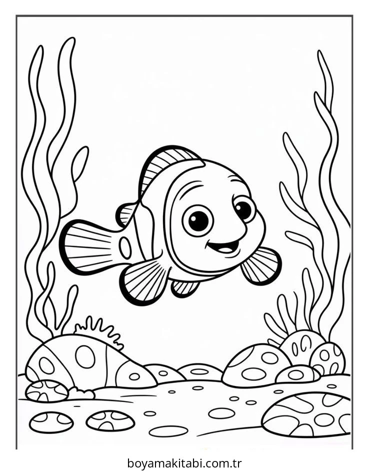 Kayıp Balık Nemo boyama sayfası – kolay boyama, eğitici aktivite