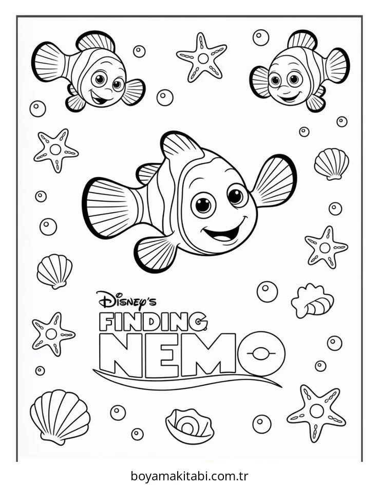 Kayıp Balık Nemo boyama sayfası – eğlenceli etkinlik, el becerilerini geliştirir
