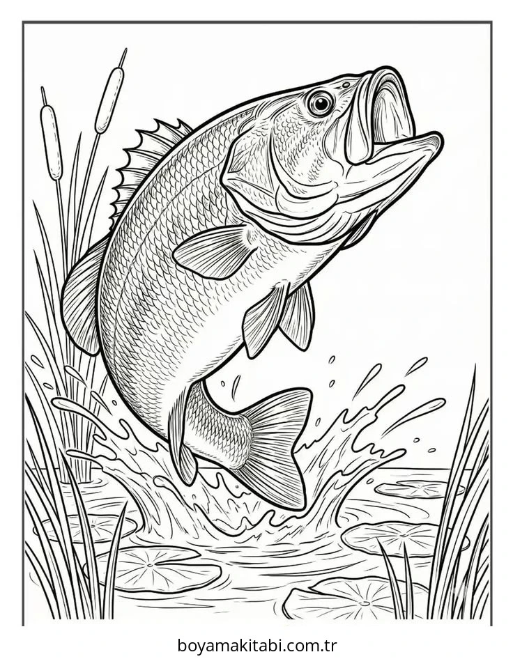 Balık boyama sayfası – evde etkinlik, ücretsiz yazdır