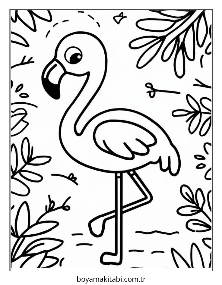 Flamingo boyama sayfası – yaratıcılık, eğlenceli etkinlik