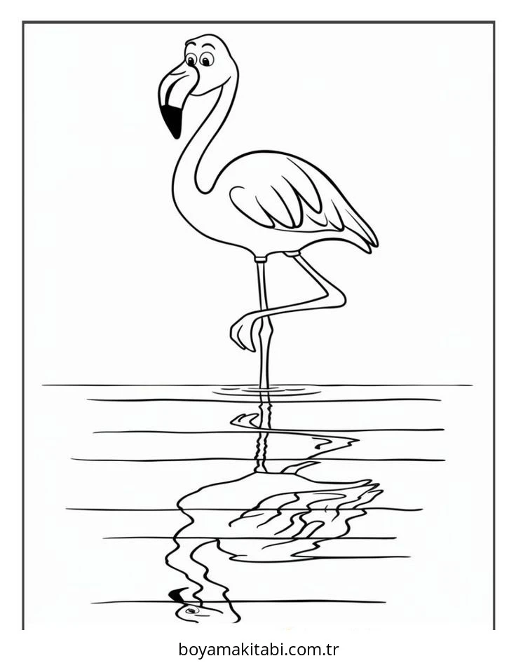 Flamingo boyama sayfası – PDF indir, sevimli karakter