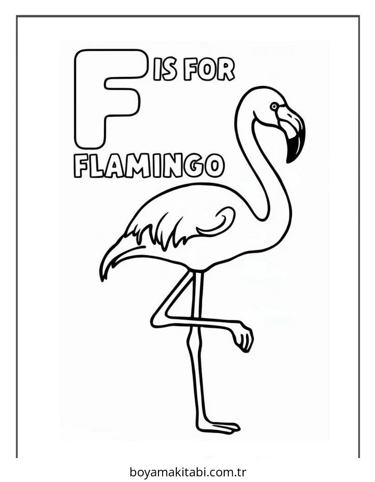 Flamingo boyama sayfası – çocuklar için, çizgi film temalı