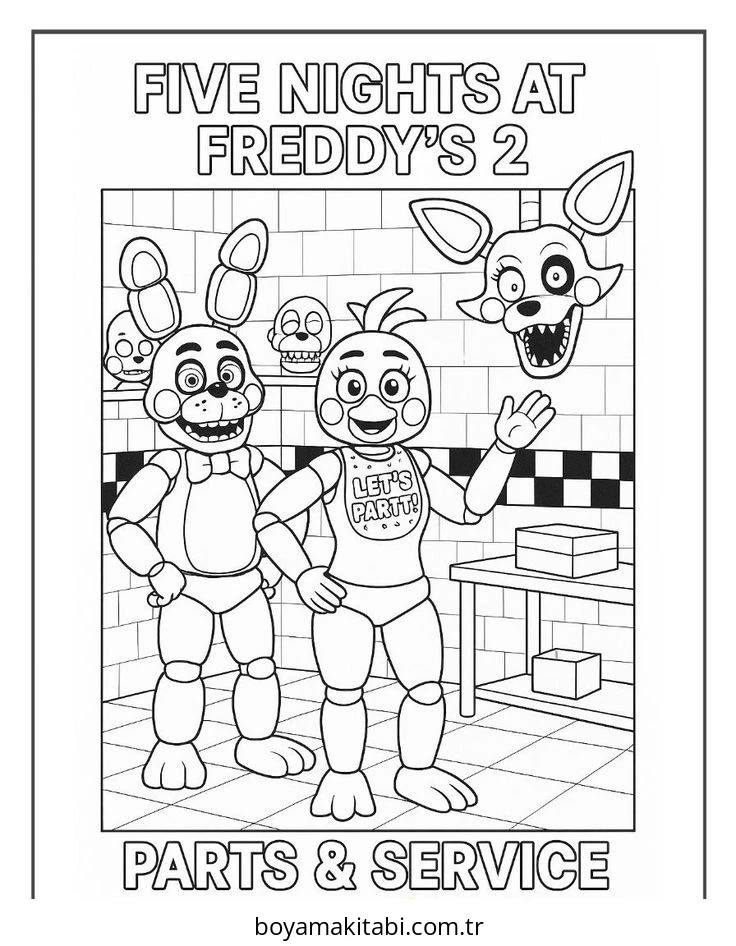 FNAF boyama sayfası – eğitici aktivite, yaratıcılık