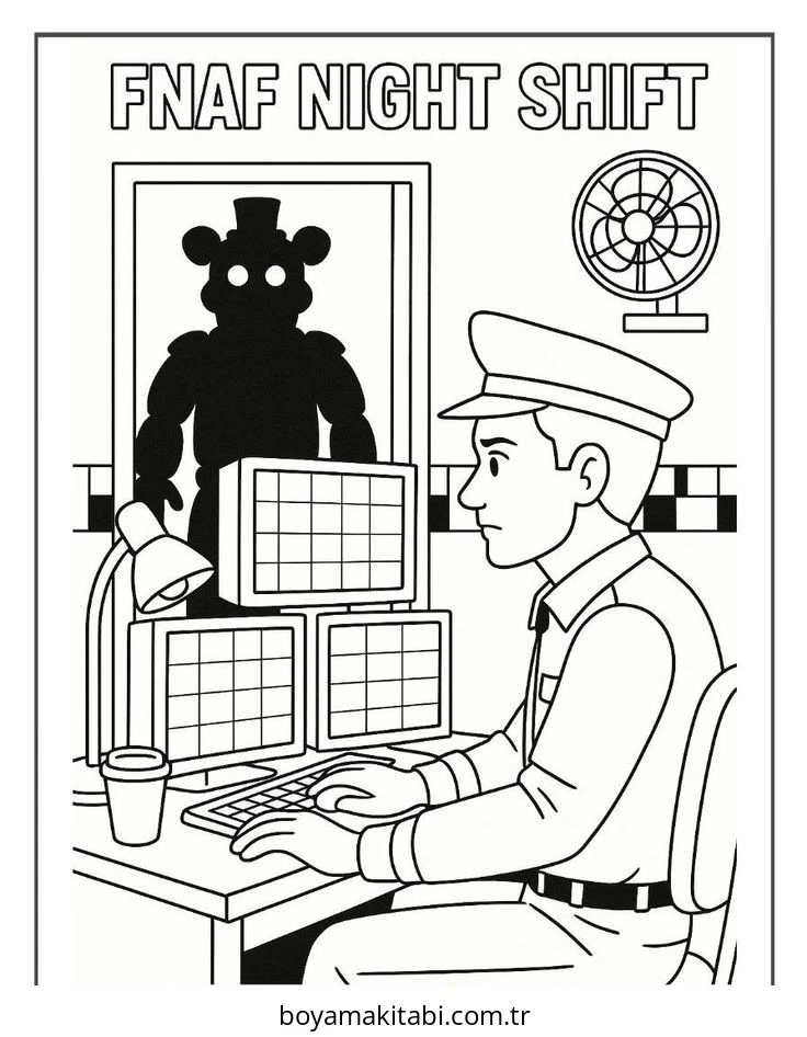 FNAF boyama sayfası – PDF indir, sevimli karakter