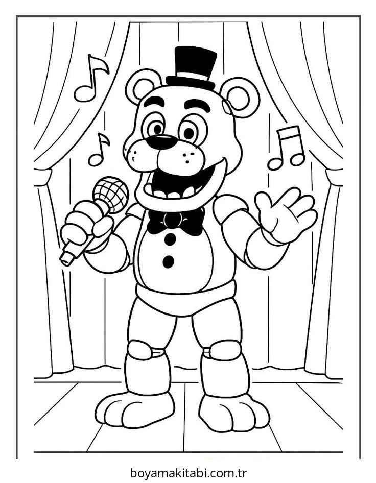 FNAF boyama sayfası – el becerilerini geliştirir, boyama çalışması