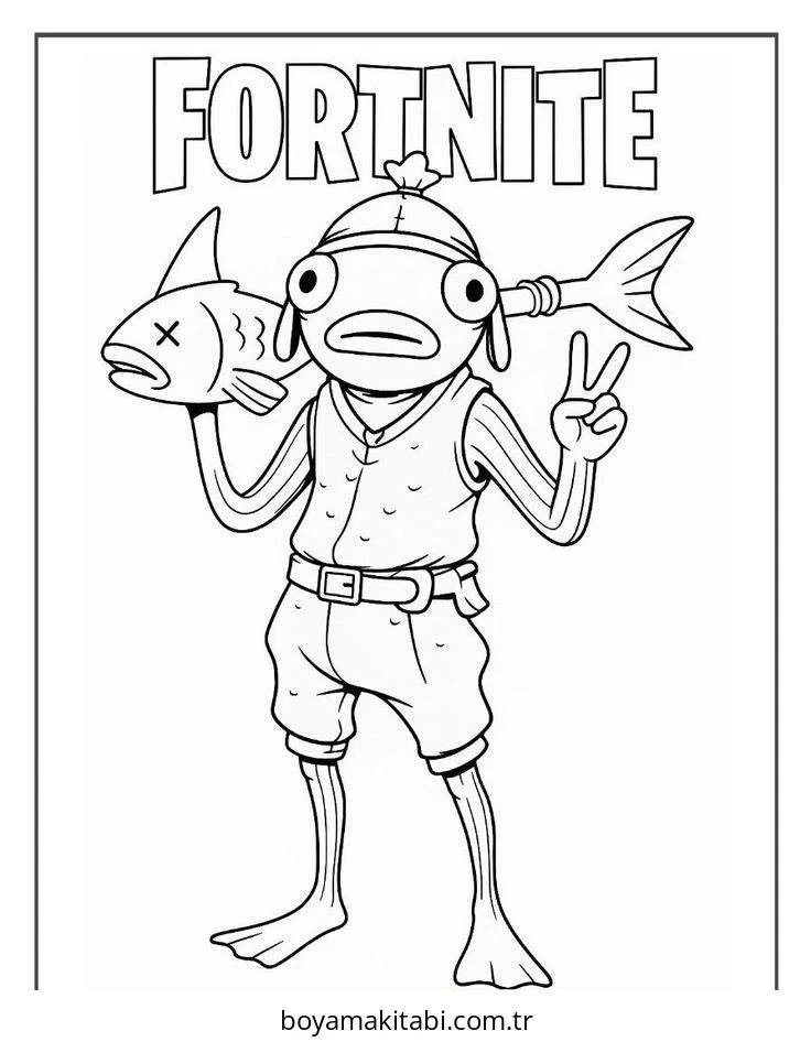 Fortnite boyama sayfası – basit çizim, kolay boyama