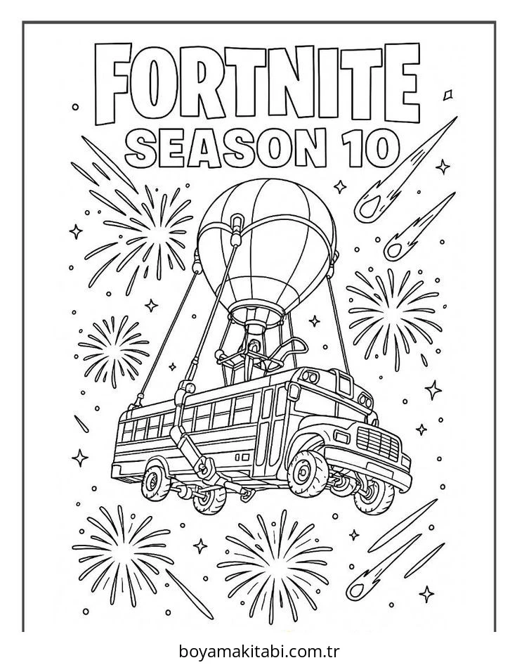 Fortnite boyama sayfası – çizgi film temalı, basit çizim