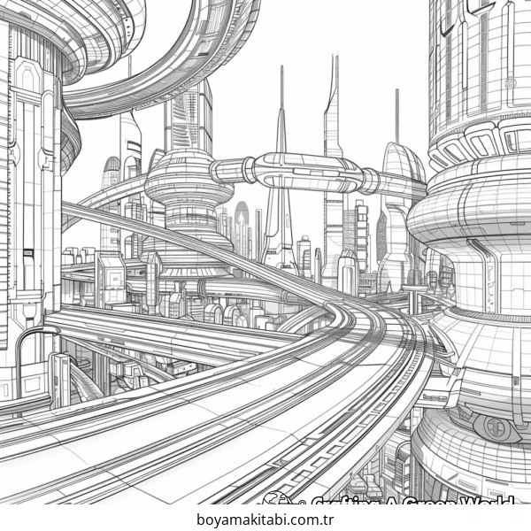 Future City boyama sayfası – yaratıcılık, eğlenceli etkinlik
