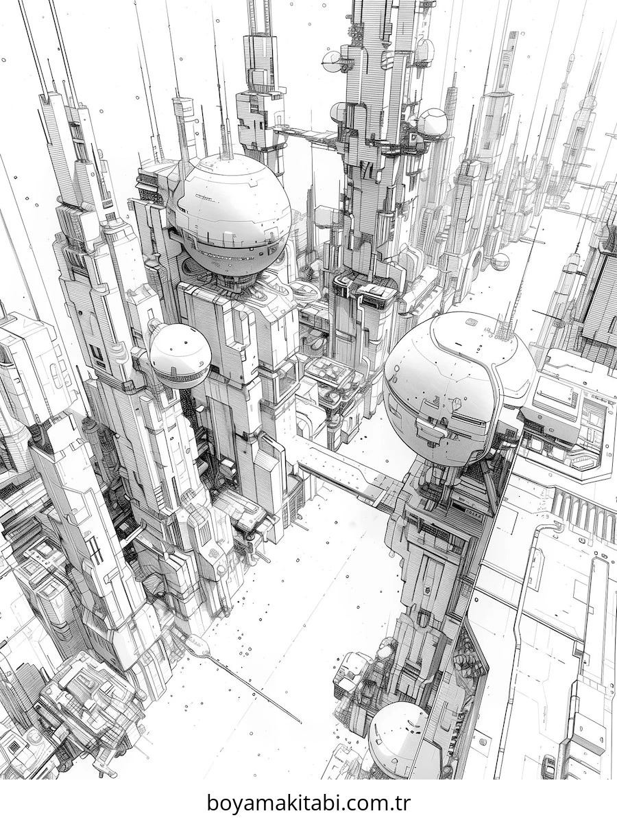 Future City boyama sayfası – boyama çalışması, yaratıcılığı geliştirir