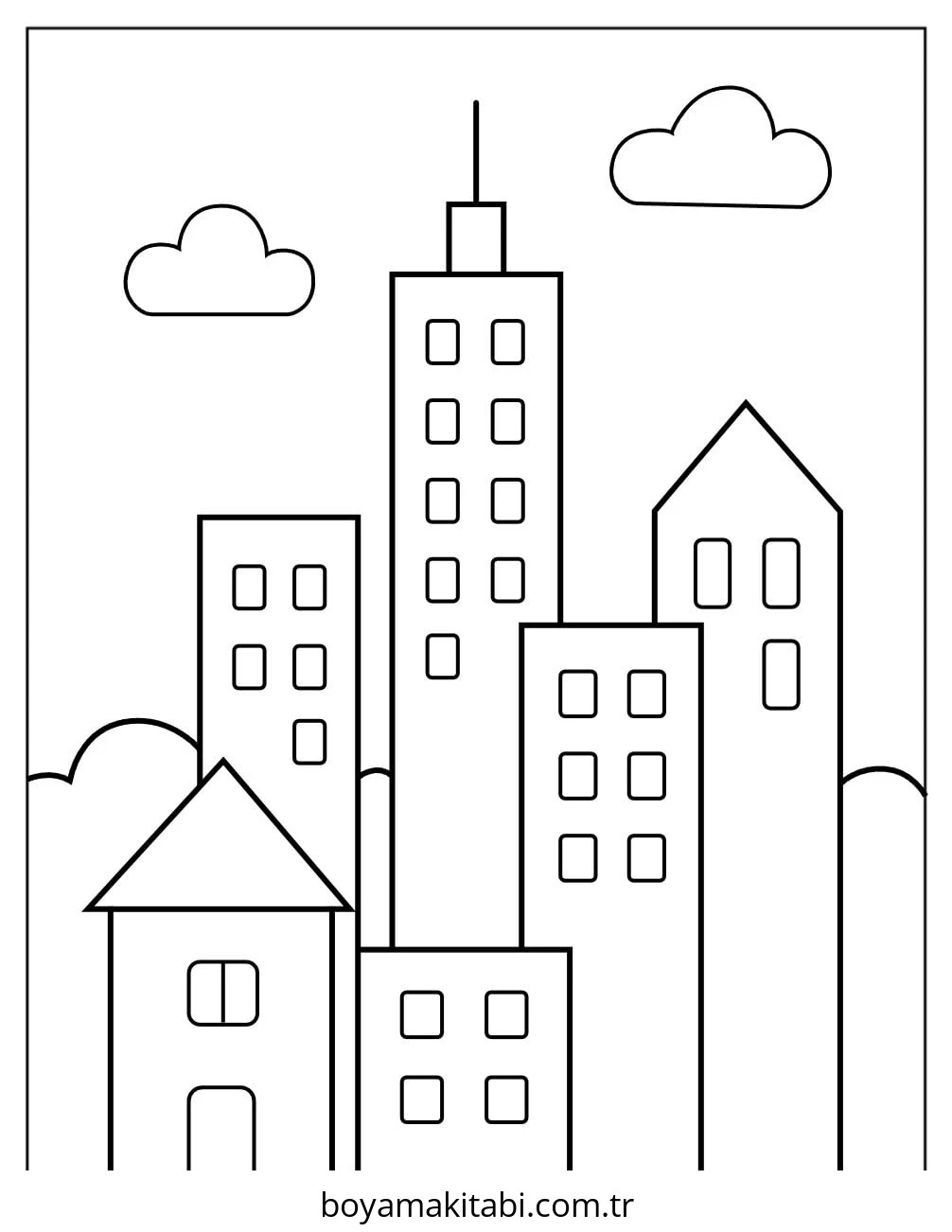 Future City boyama sayfası – kolay boyama, eğitici aktivite