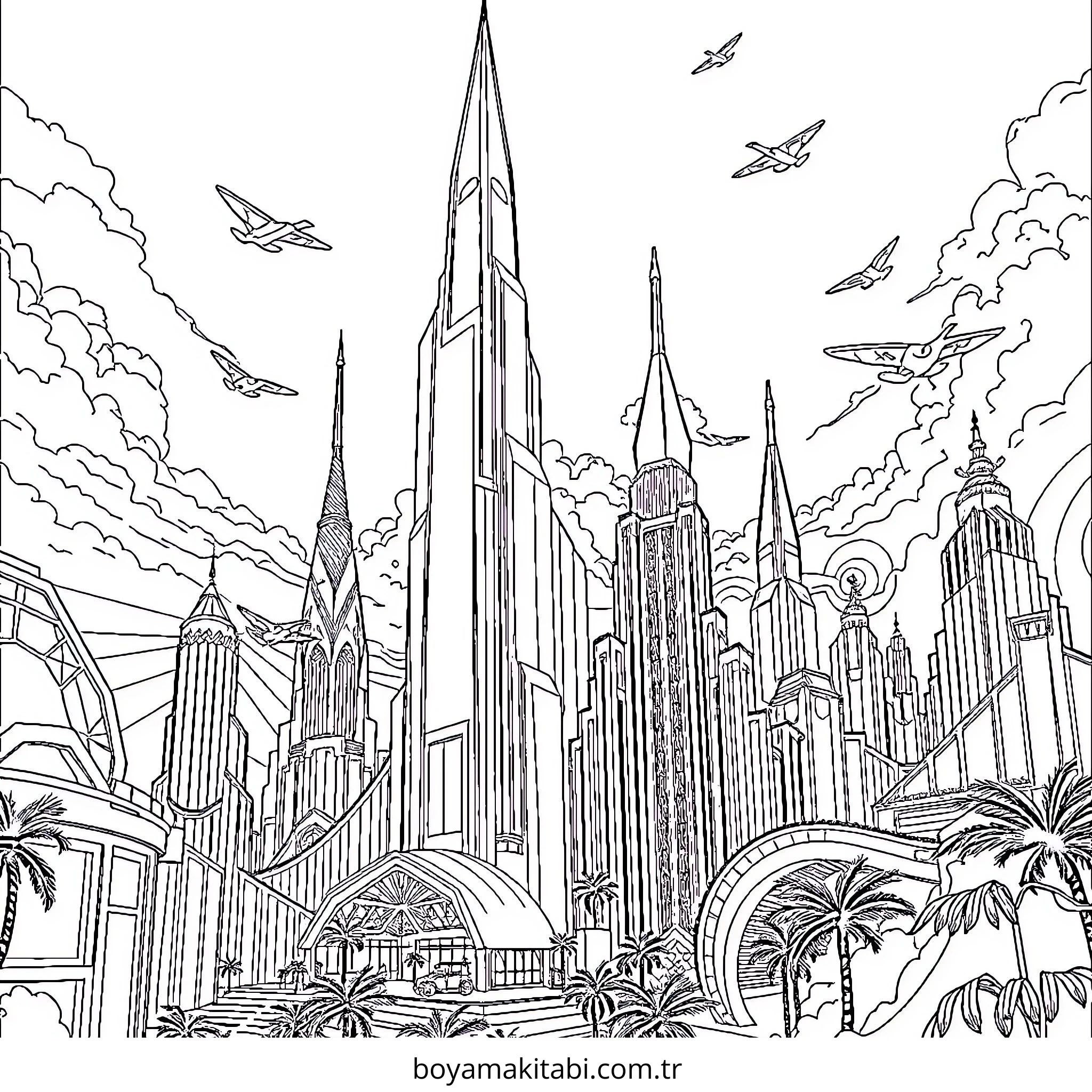Future City boyama sayfası – okul öncesi, evde etkinlik