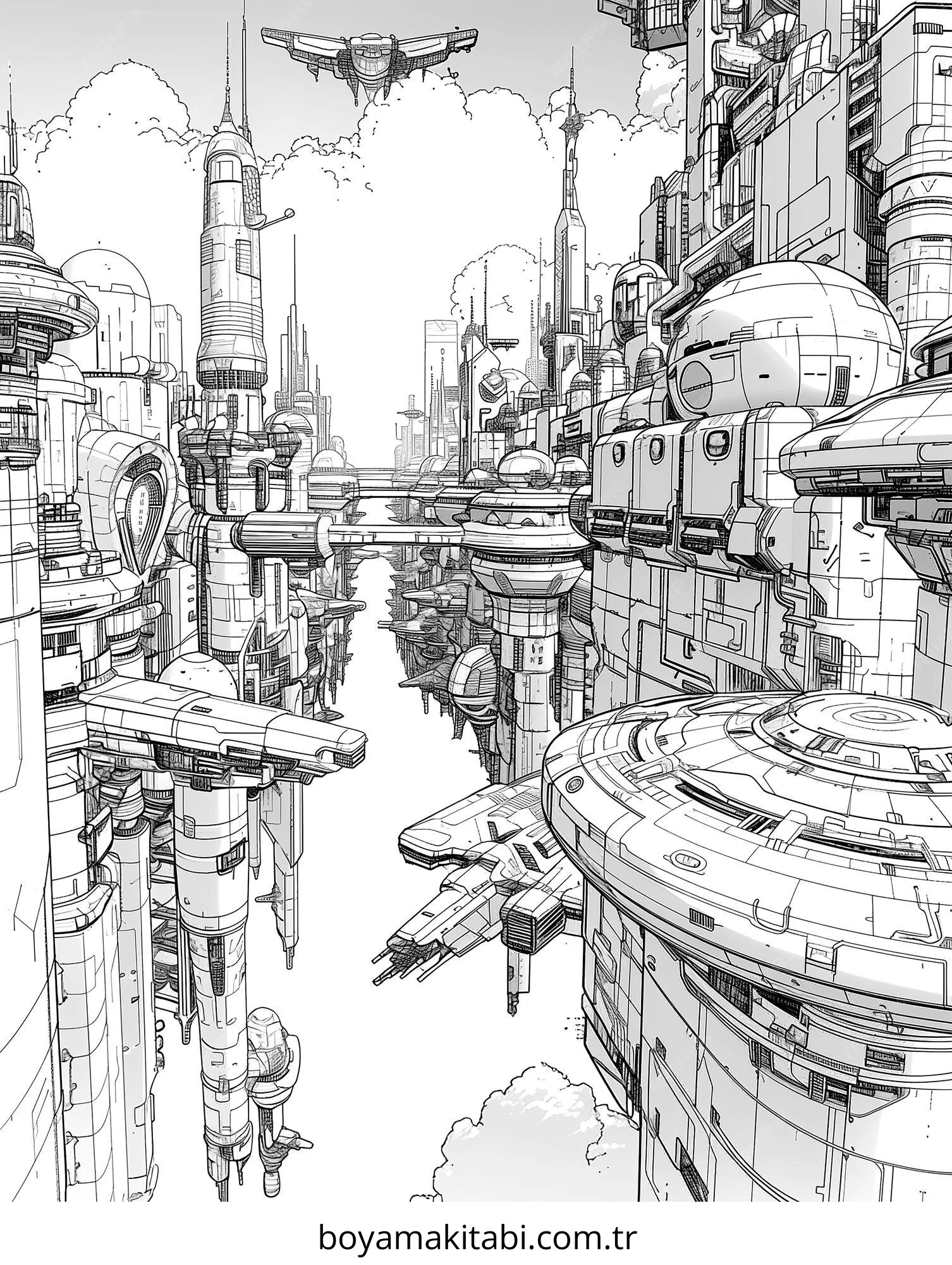 Future City boyama sayfası – boyama etkinliği, çocuk aktivitesi