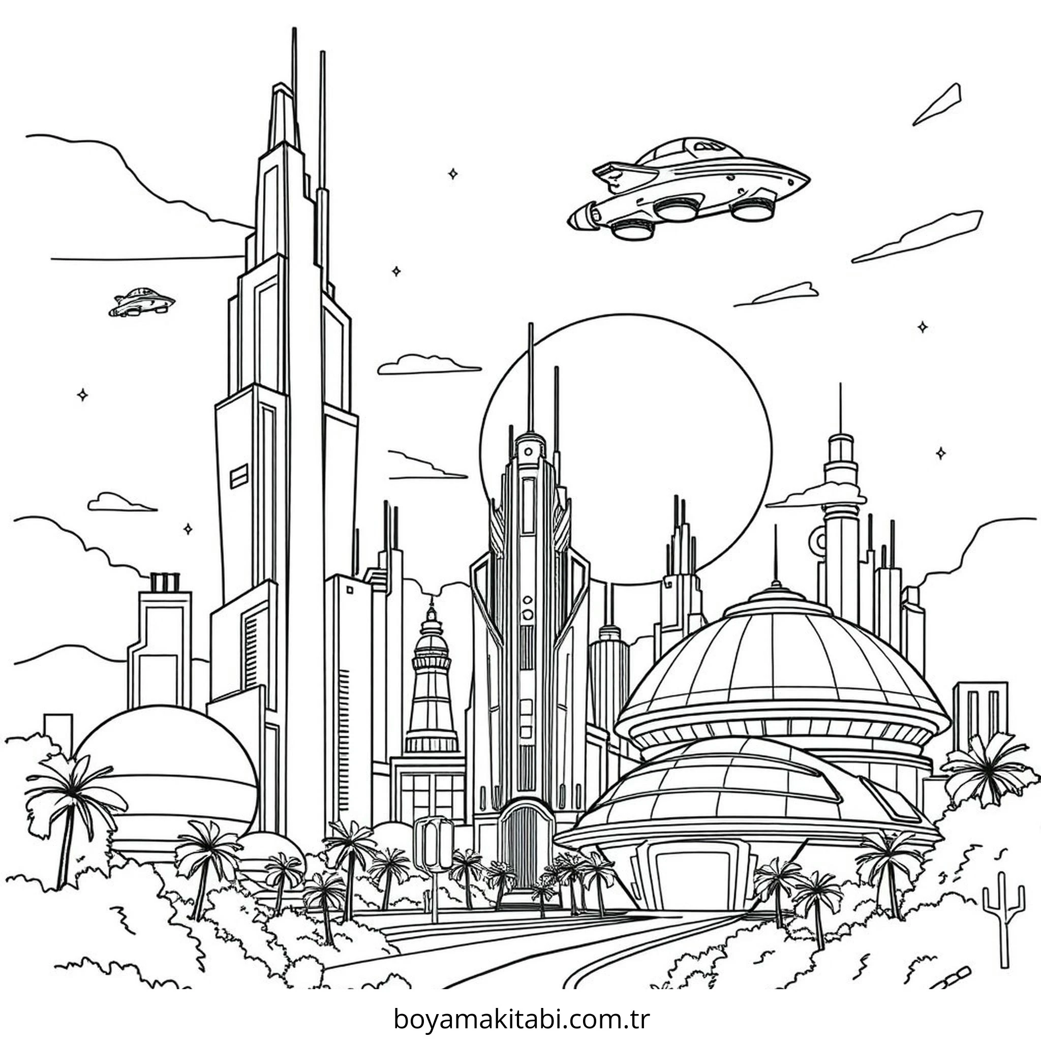 Future City boyama sayfası – ücretsiz yazdır, boyama etkinliği