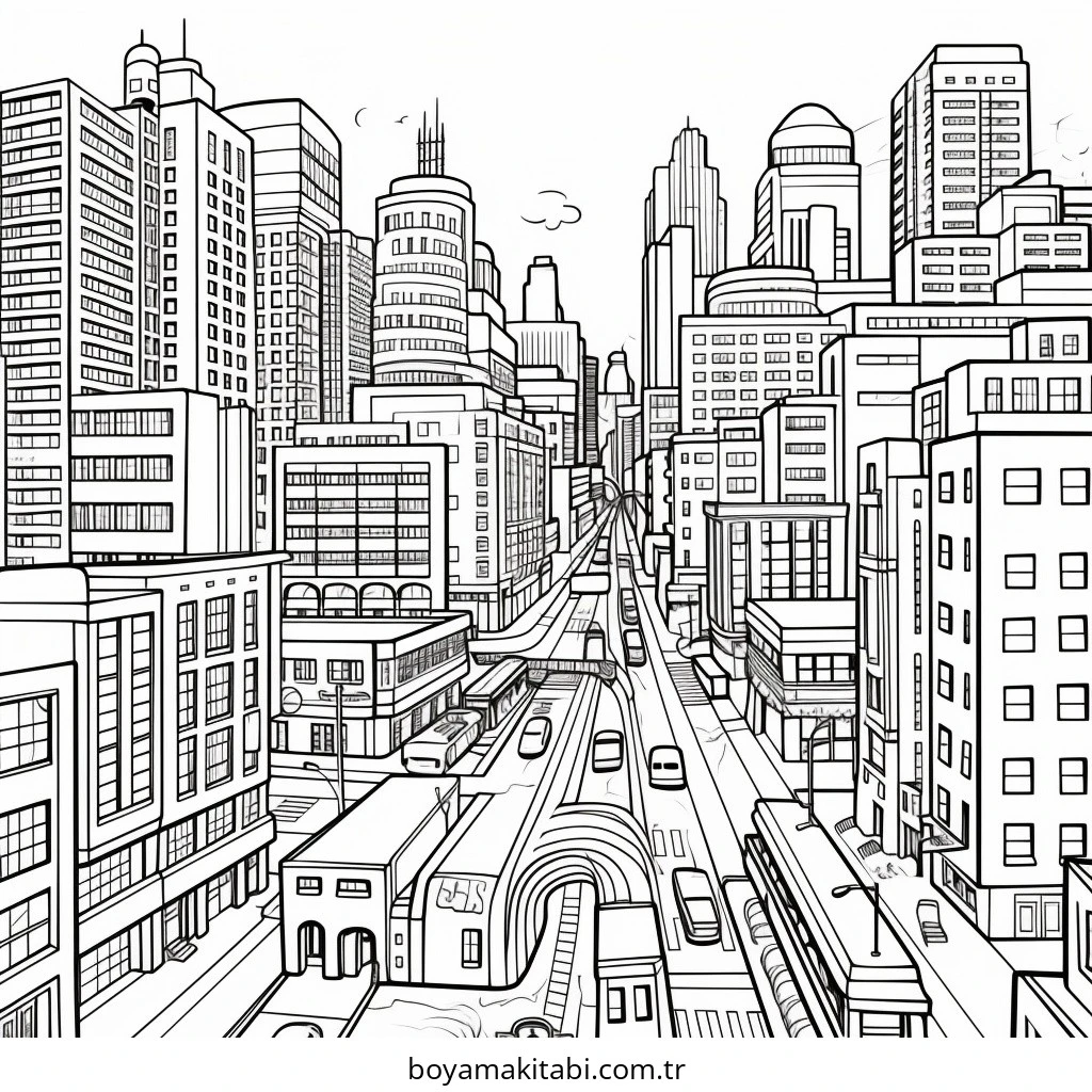 Future City boyama sayfası – eğitici aktivite, yaratıcılık