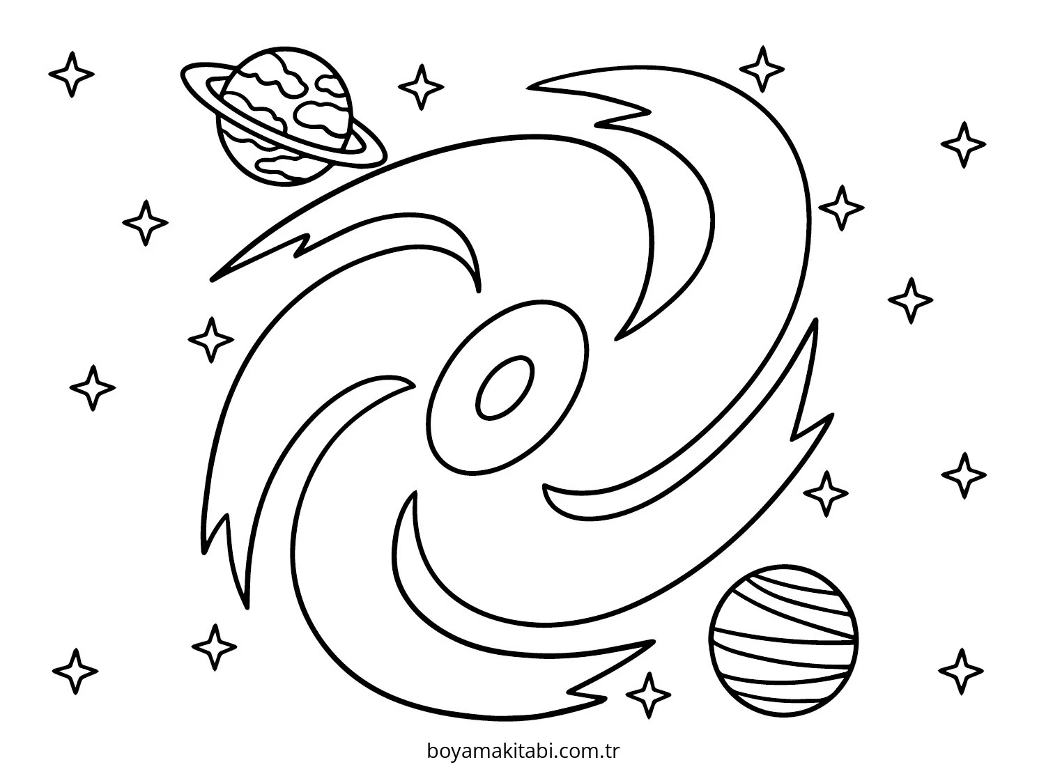 Galaxy Girl boyama sayfası – sanatsal çalışma, çocuklar için