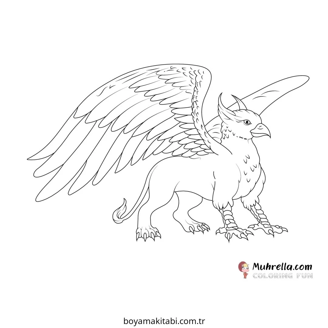 Griffin boyama sayfası – eğlenceli etkinlik, el becerilerini geliştirir