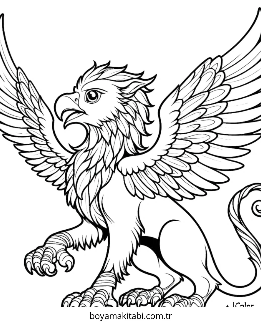 Griffin boyama sayfası – basit çizim, kolay boyama