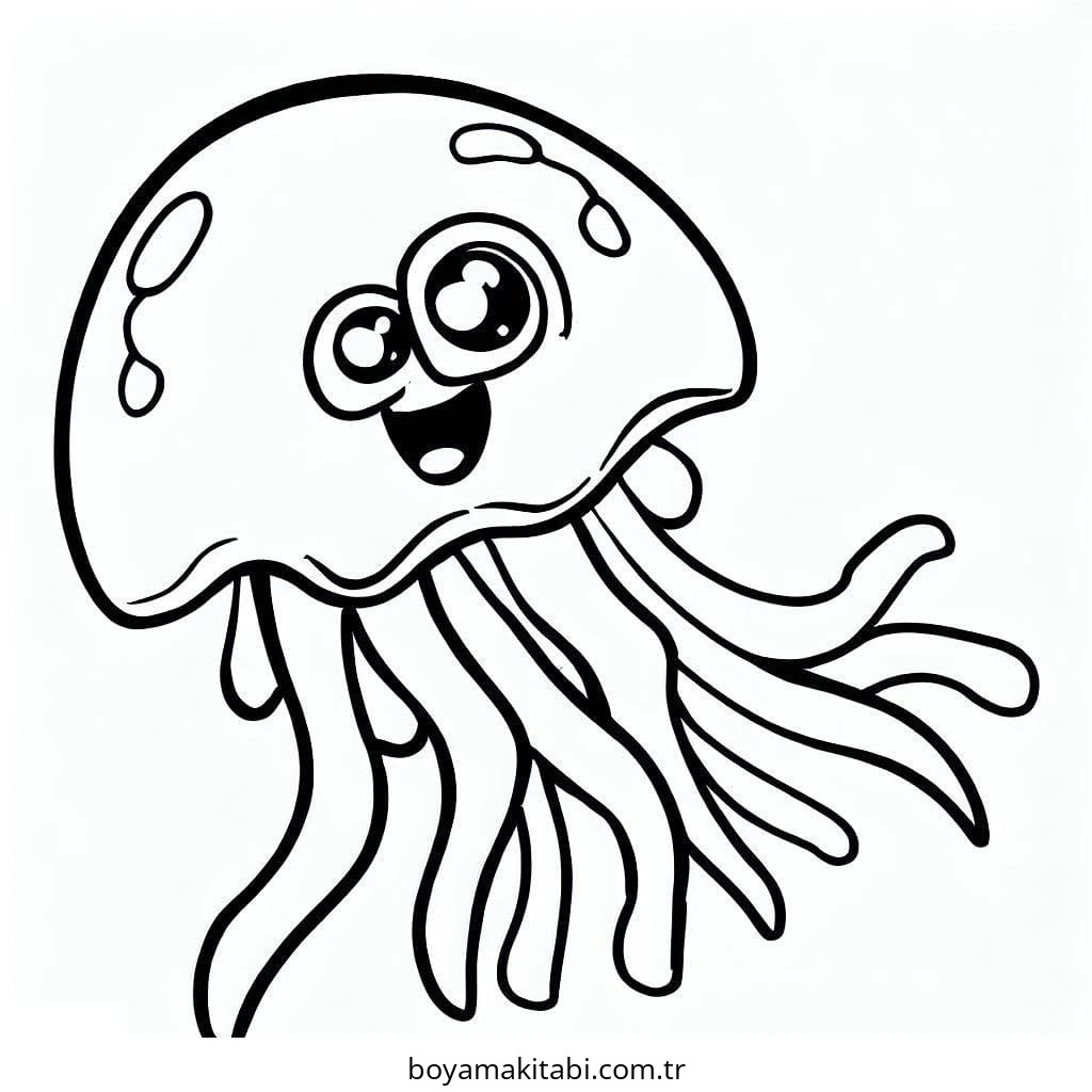 Jellyfish boyama sayfası – sanatsal çalışma, çocuklar için