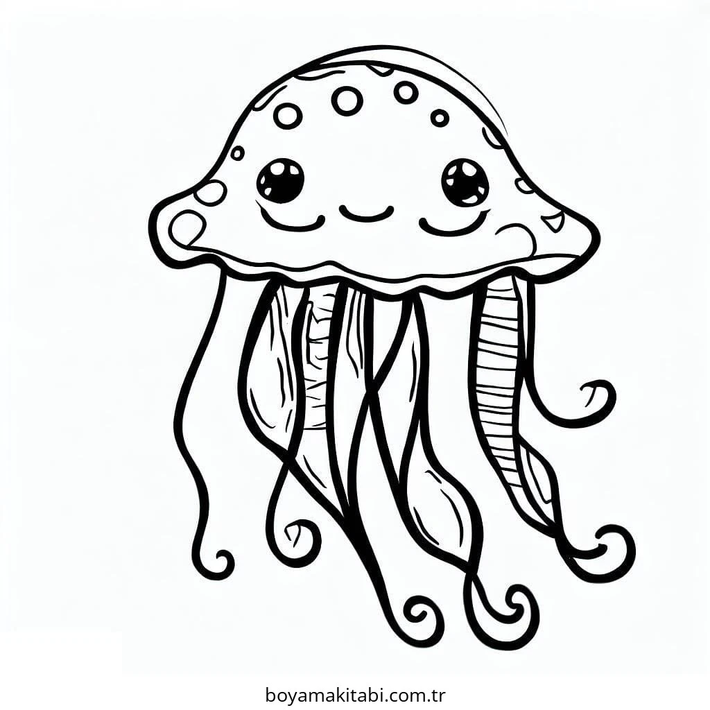 Jellyfish boyama sayfası – boyama çalışması, yaratıcılığı geliştirir