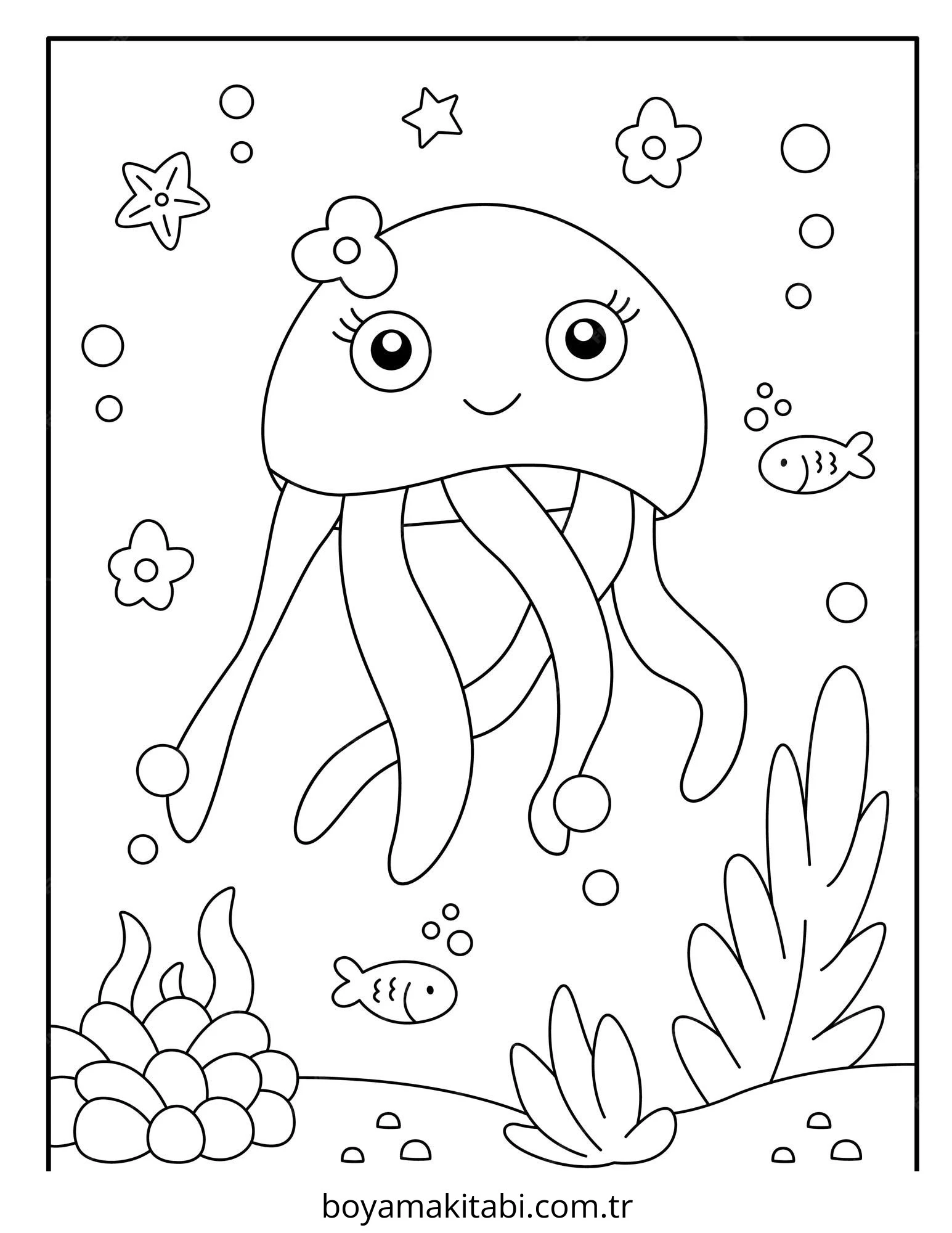 Jellyfish boyama sayfası – yaratıcılığı geliştirir, keyifli zaman
