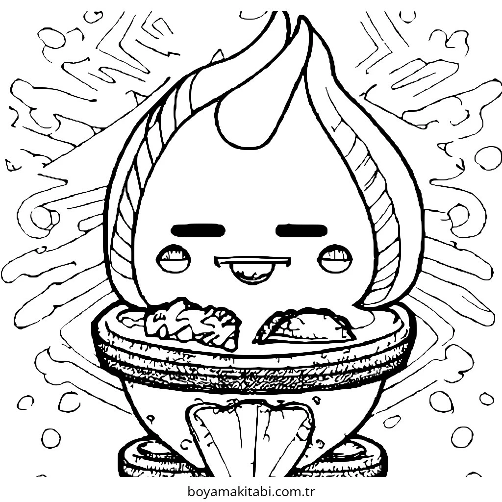 Kawaii Food boyama sayfası – sanatsal çalışma, çocuklar için