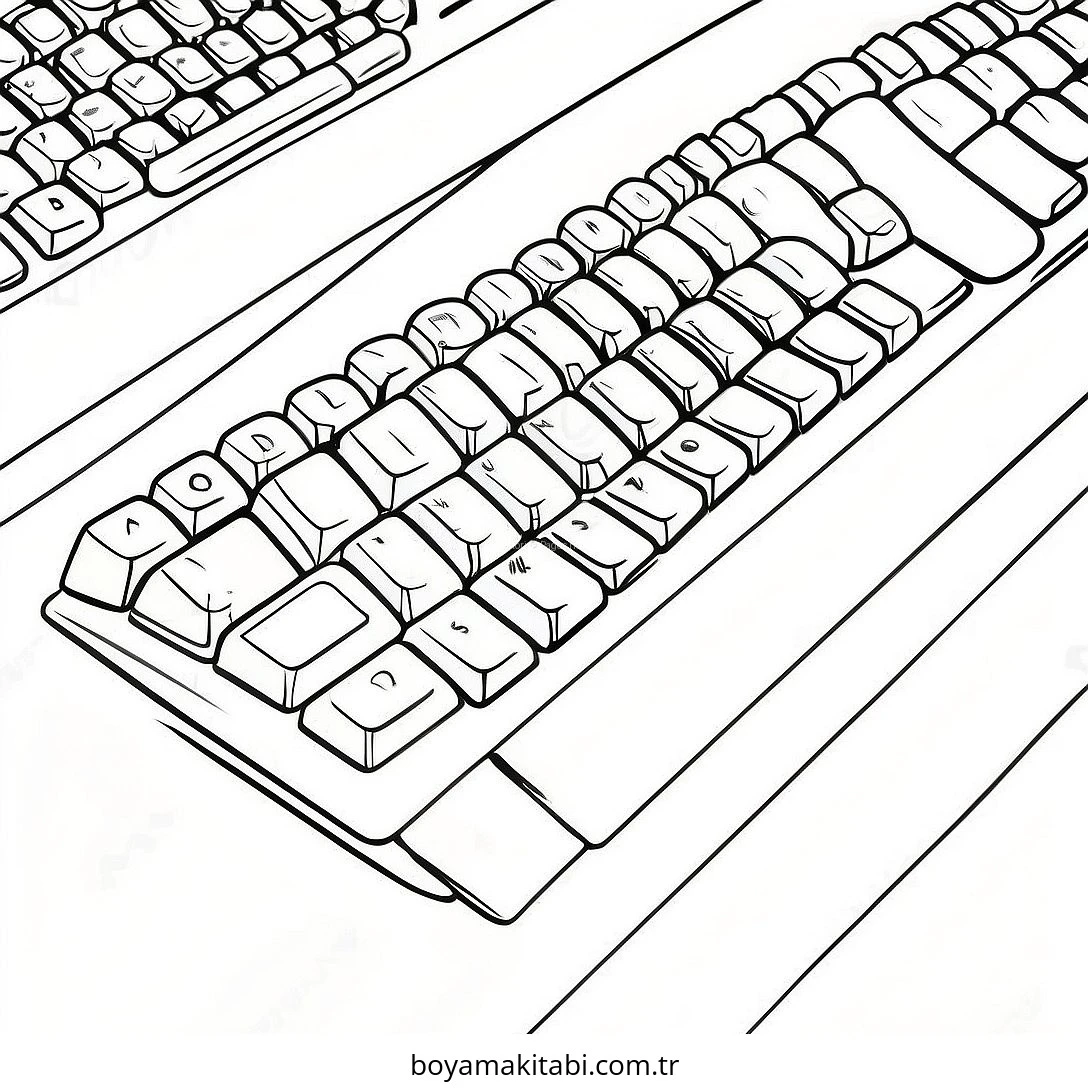 Klavye boyama sayfası – çocuk aktivitesi, PDF indir