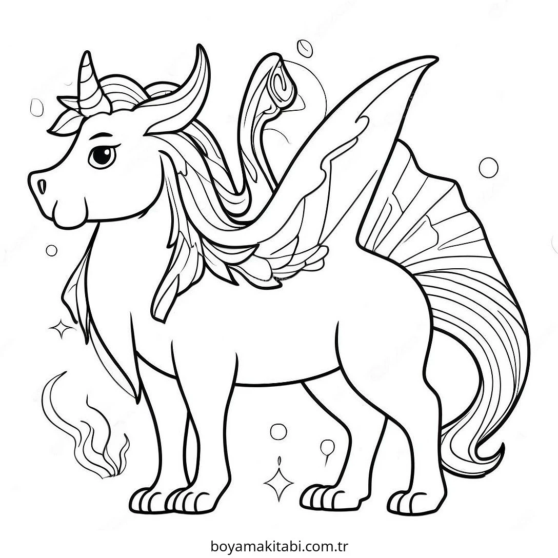 Mythical Creatures boyama sayfası – eğitici aktivite, yaratıcılık