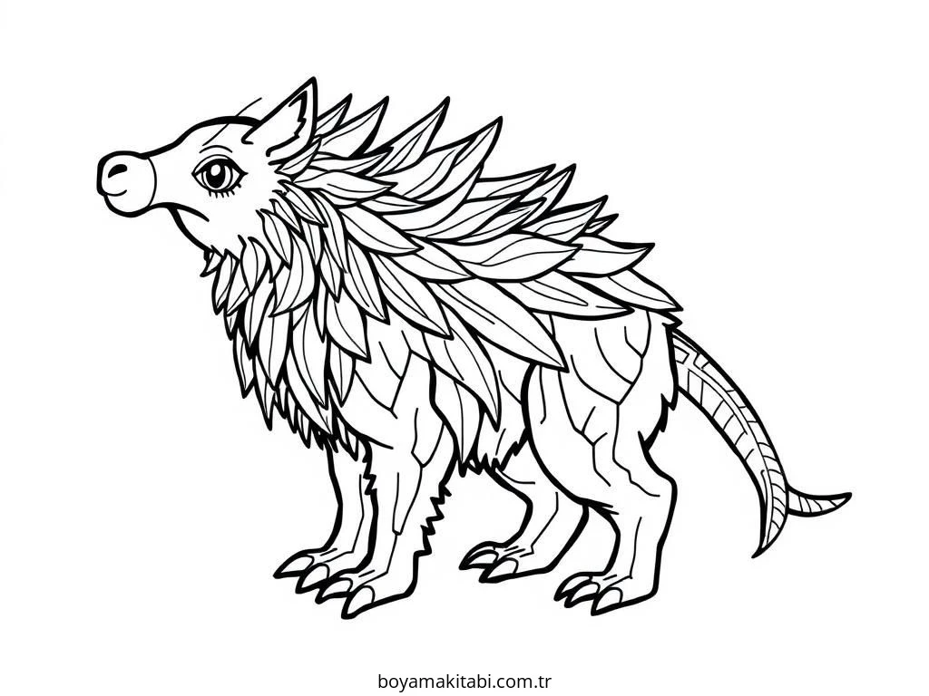 Mythical Creatures boyama sayfası – basit çizim, kolay boyama