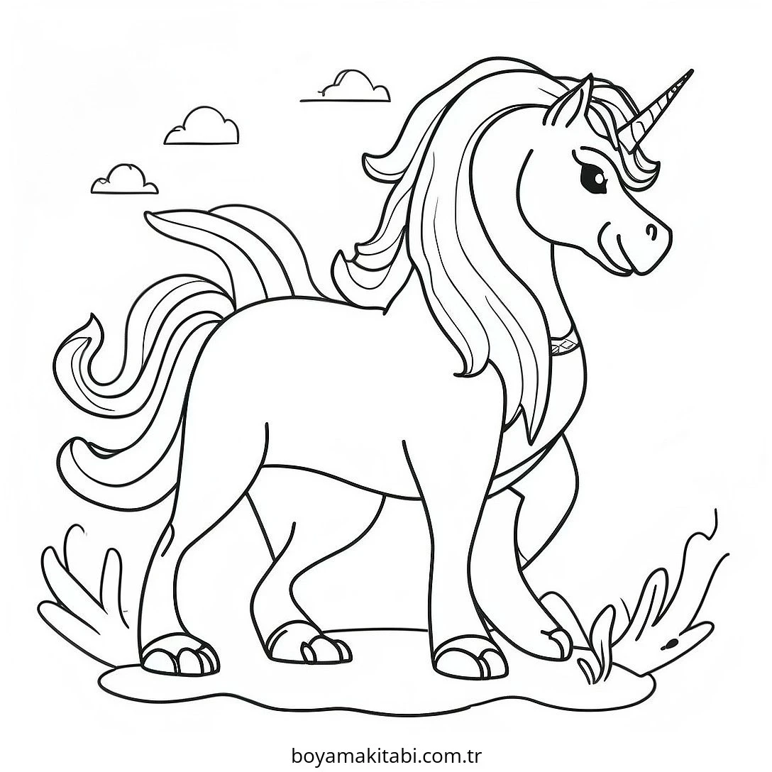 Mythical Creatures boyama sayfası – çizgi film temalı, basit çizim
