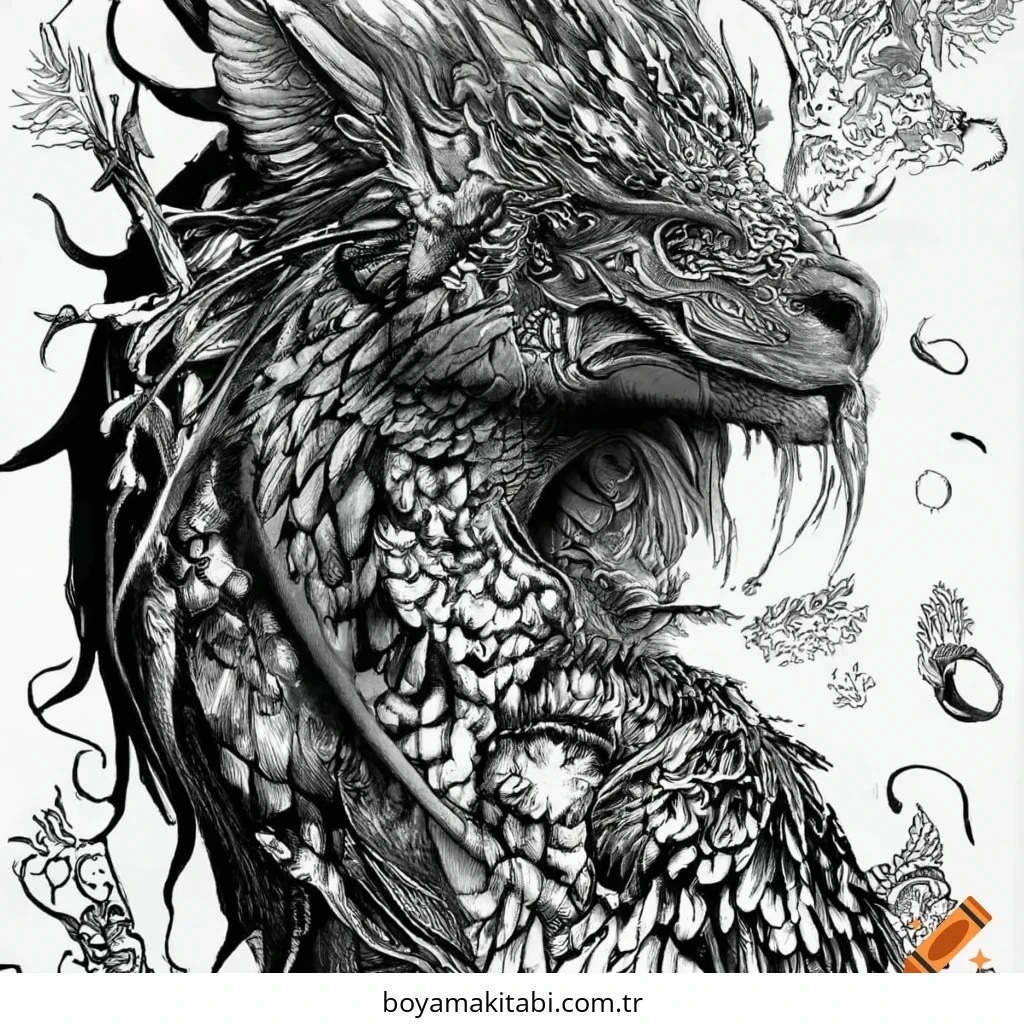 Mythical Creatures boyama sayfası – eğitici aktivite, yaratıcılık