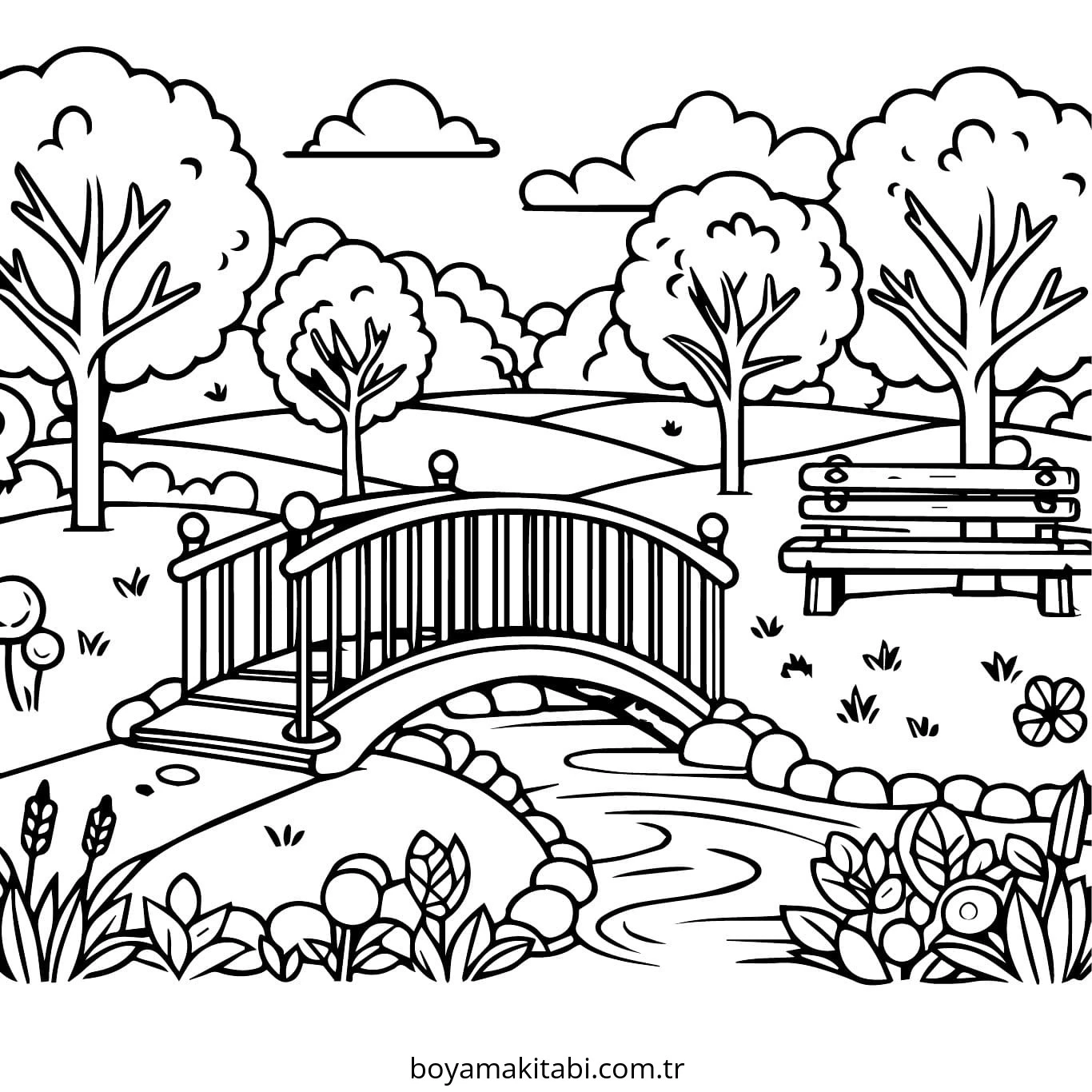 Park boyama sayfası – yaratıcılığı geliştirir, keyifli zaman